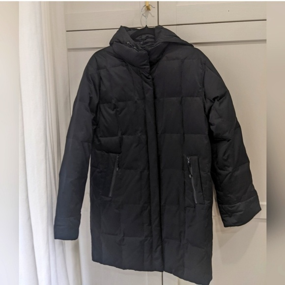 Junge Jackets & Blazers - Junge Puffer Down Hooded Long Coat Jacket Size Medium Black Down Filled European